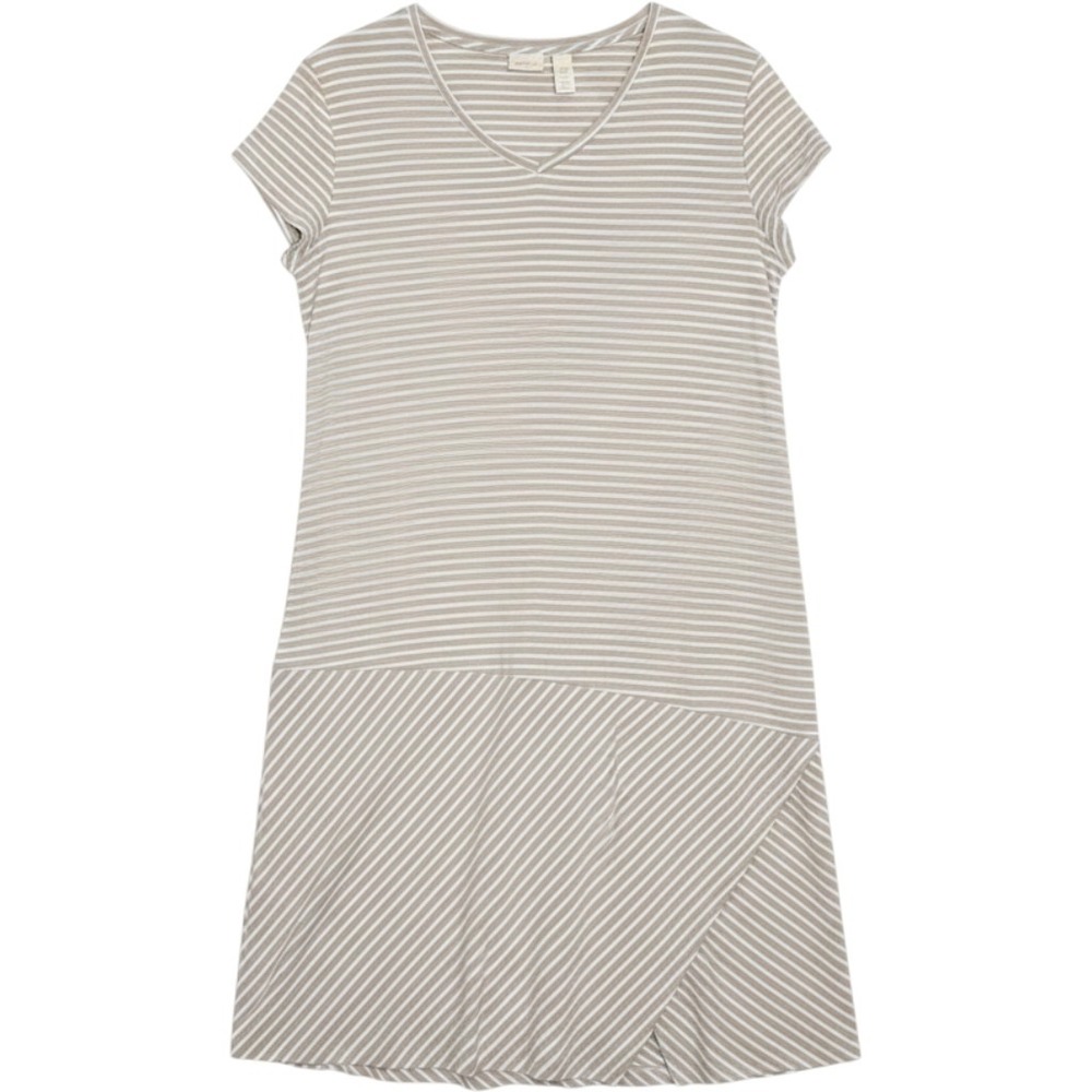 Chico's T-Shirt Dress XS Brown Striped Asymmetrical Hem Lounge Jersey Travel
